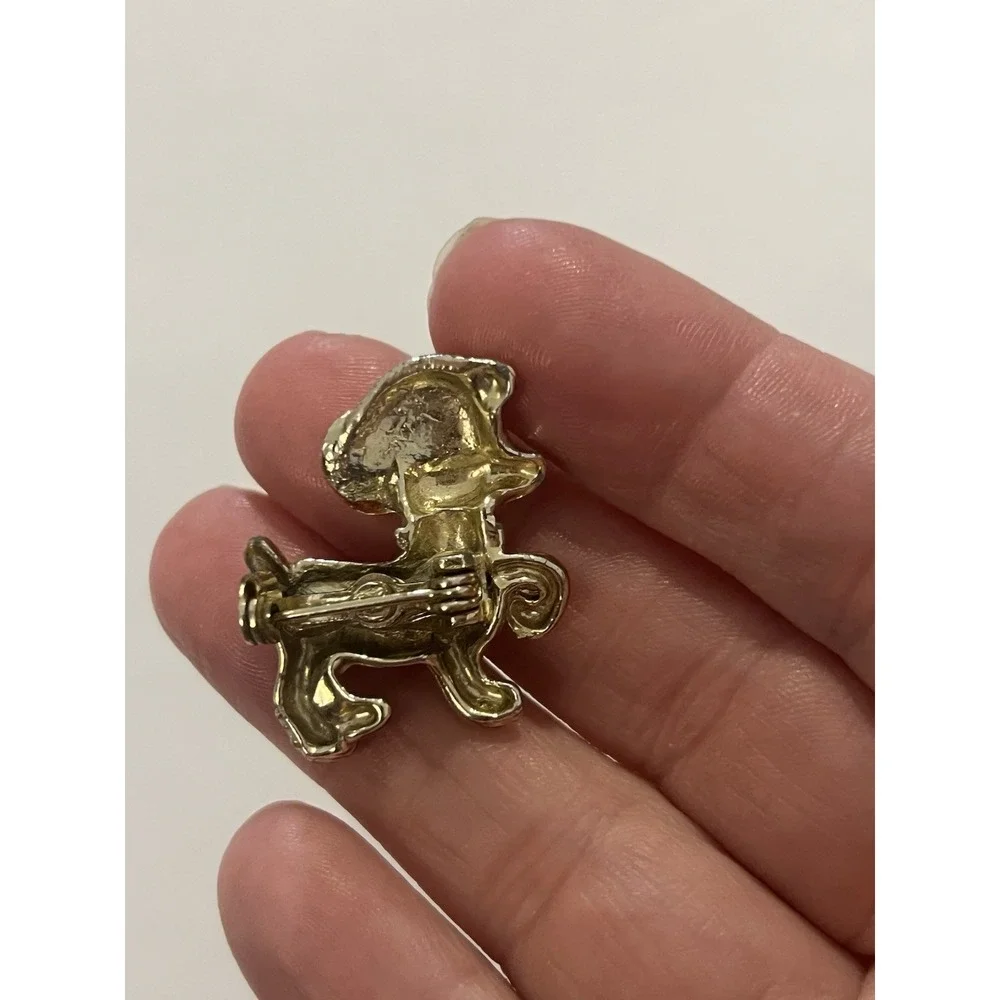 Vintage Mid Century Dog Puppy Brooch Pin Gold‎ Tone